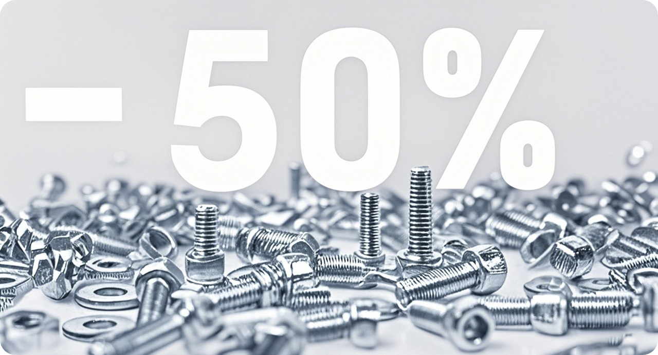 50% Fewer Screws