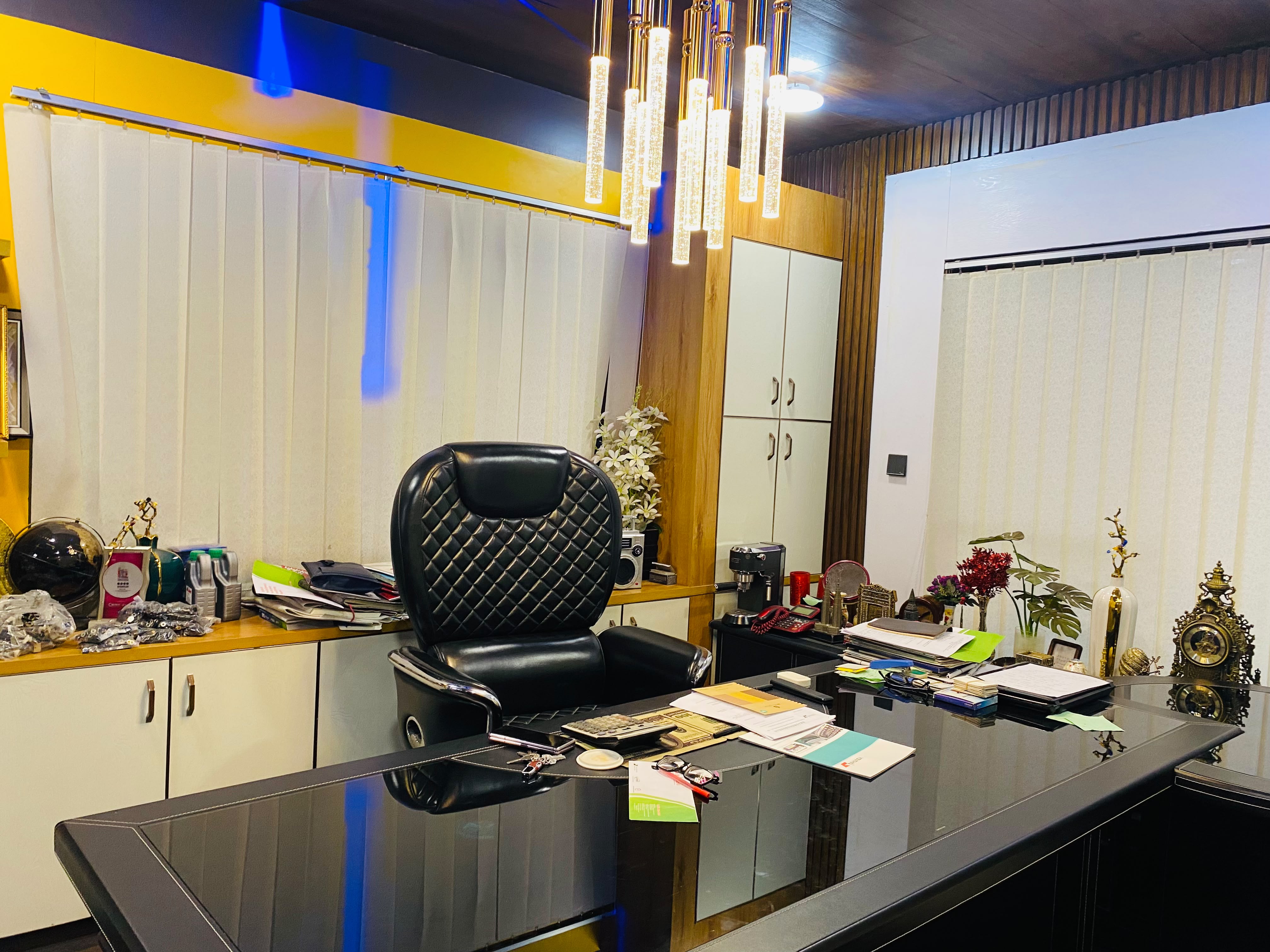 Textile Blue Gold office interior