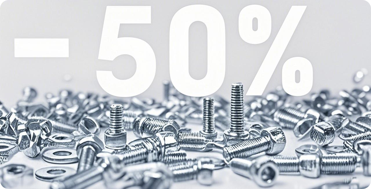 Reduce screws by 50% overall